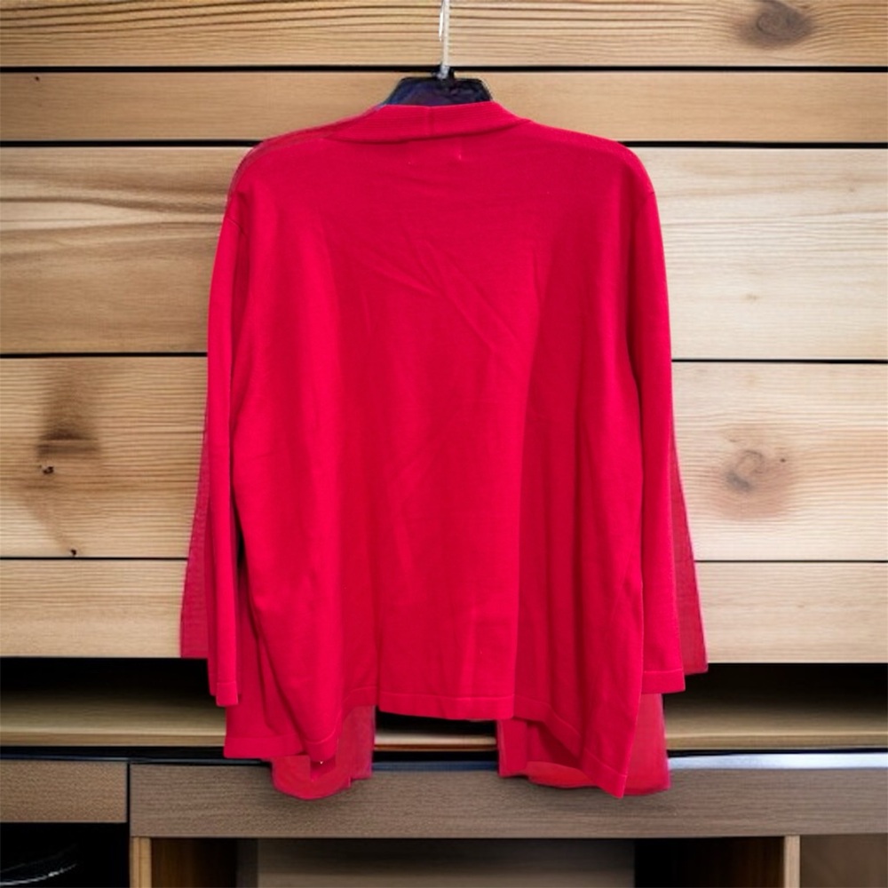 Red Cardigan with Patterned Top - Picture 2 of 5
